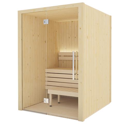 X2 indoor sauna interior with Aspen bench and ergonomic backrest