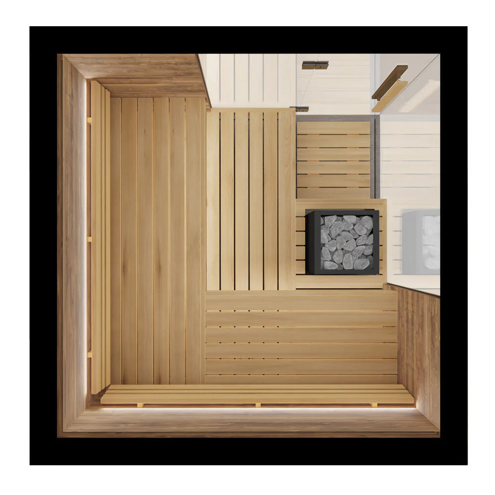 ThermaSol Astra Indoor Sauna – 3–4 Person Corner Sauna with Glass Walls, LED Lighting & Virta Wi-Fi Heater