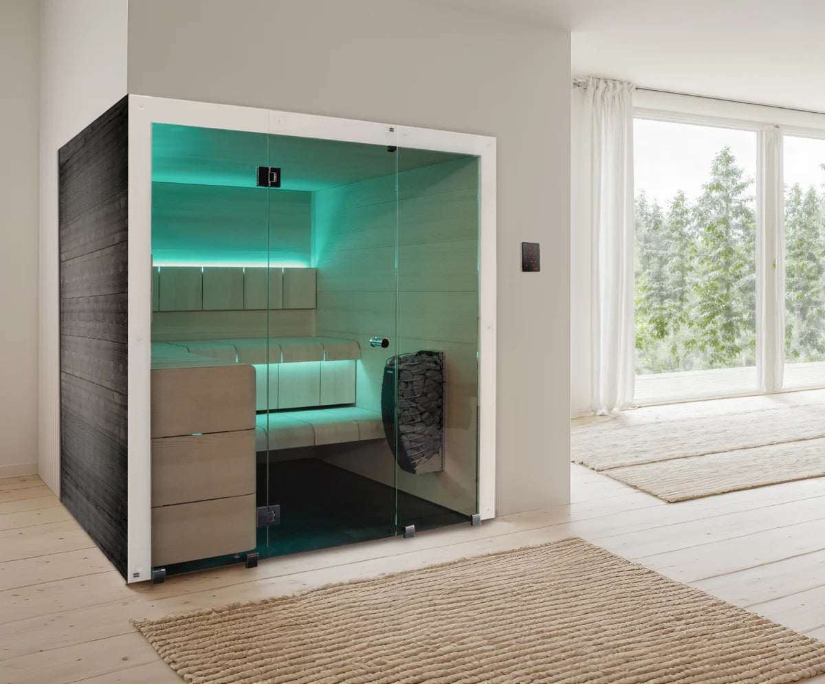ThermaSol Ventura Indoor Sauna – 2 to 6 Person Designer Sauna with Curved Benches & Virta Wi-Fi Heater