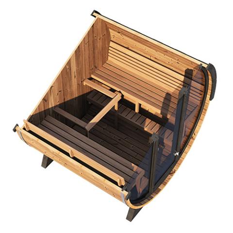 Interior of EE8G SaunaLife sauna with Thermo-Aspen seating