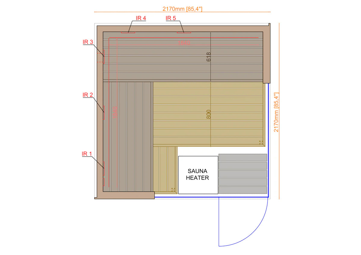 ThermaSol Astra Indoor Sauna – 3–4 Person Corner Sauna with Glass Walls, LED Lighting & Virta Wi-Fi Heater