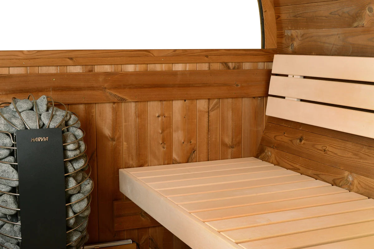 ThermaSol Evander Canopy Barrel Sauna – 4–6 Person Outdoor Sauna with Spirit Wi-Fi Heater & Rear Window