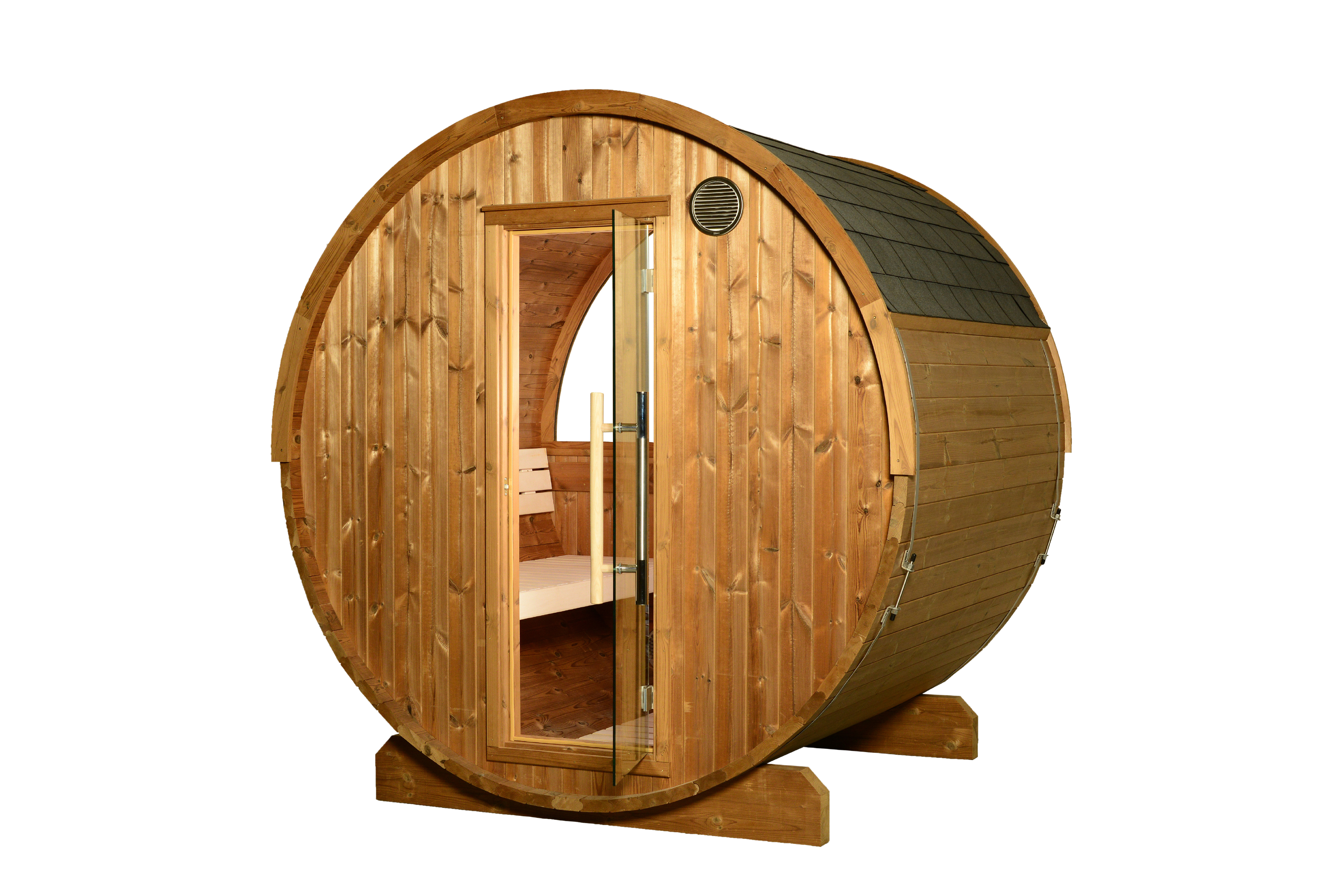 ThermaSol Takoa Barrel Sauna – 4–6 Person Outdoor Sauna with Half-Moon Window & Spirit Wi-Fi Heater