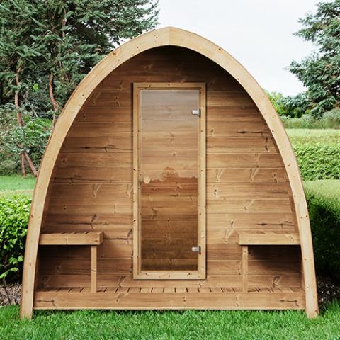 SaunaLife G3 garden sauna with terrace and arched roof