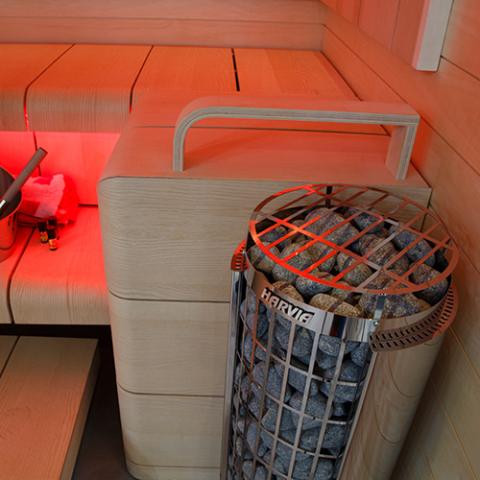Harvia Cilindro Half Series 6kW Stainless Steel Sauna Heater with Built-In Controls