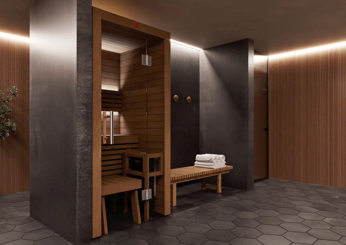 ThermaSol Utu Indoor Sauna – 1 to 3 Person Indoor Sauna with LED Lighting & Finnish Wall Heater
