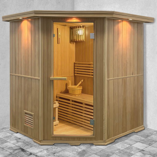 Aleko-Canadian Hemlock Wet Dry Indoor Sauna - 6 kW UL Certified Heater - 6 Person