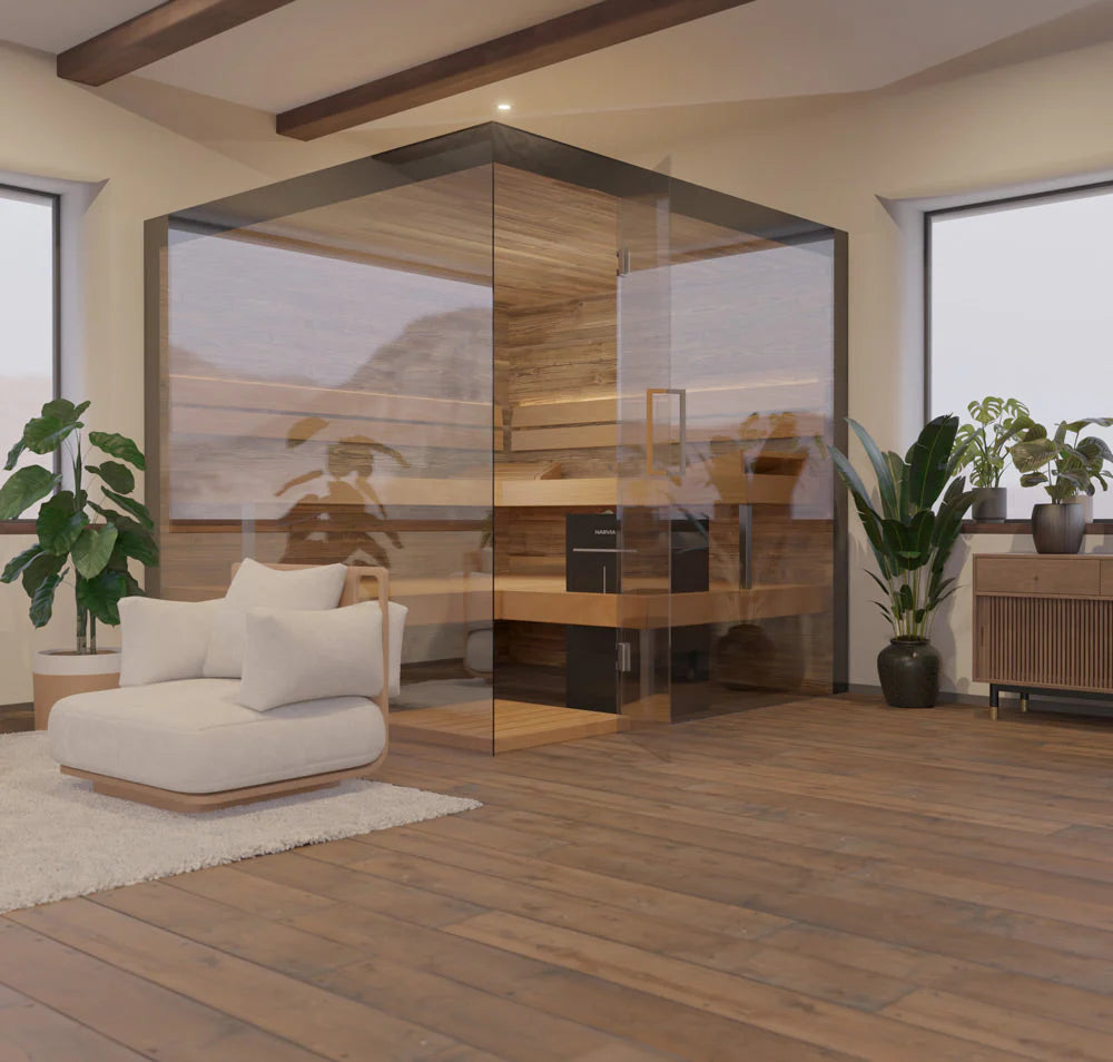 ThermaSol Aalto - Glass and Wood Panels, 3-4 Person, Indoor Sauna