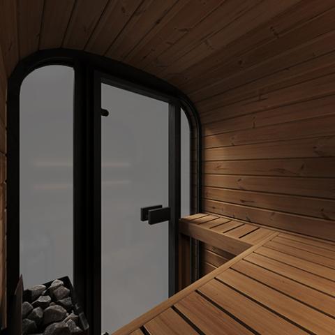 SaunaLife CL3G 2 Person Cube Sauna Front Glass Outdoor Sauna