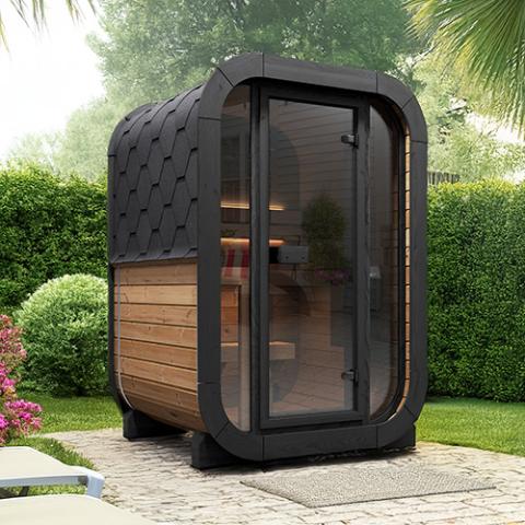 SaunaLife CL3G 2 Person Cube Sauna Front Glass Outdoor Sauna