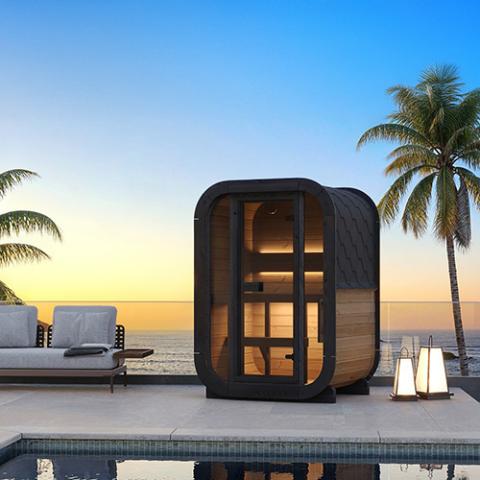 SaunaLife CL3G 2 Person Cube Sauna Front Glass Outdoor Sauna
