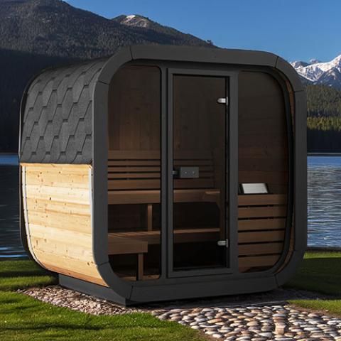SaunaLife CL5G 4-Person Cube Sauna With Front Glass