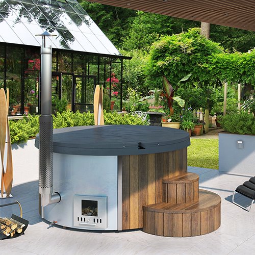 SaunaLife Model S4N - Soak-Series Home Wood-Burning Hot Tub, Natural, Up to 6 Persons