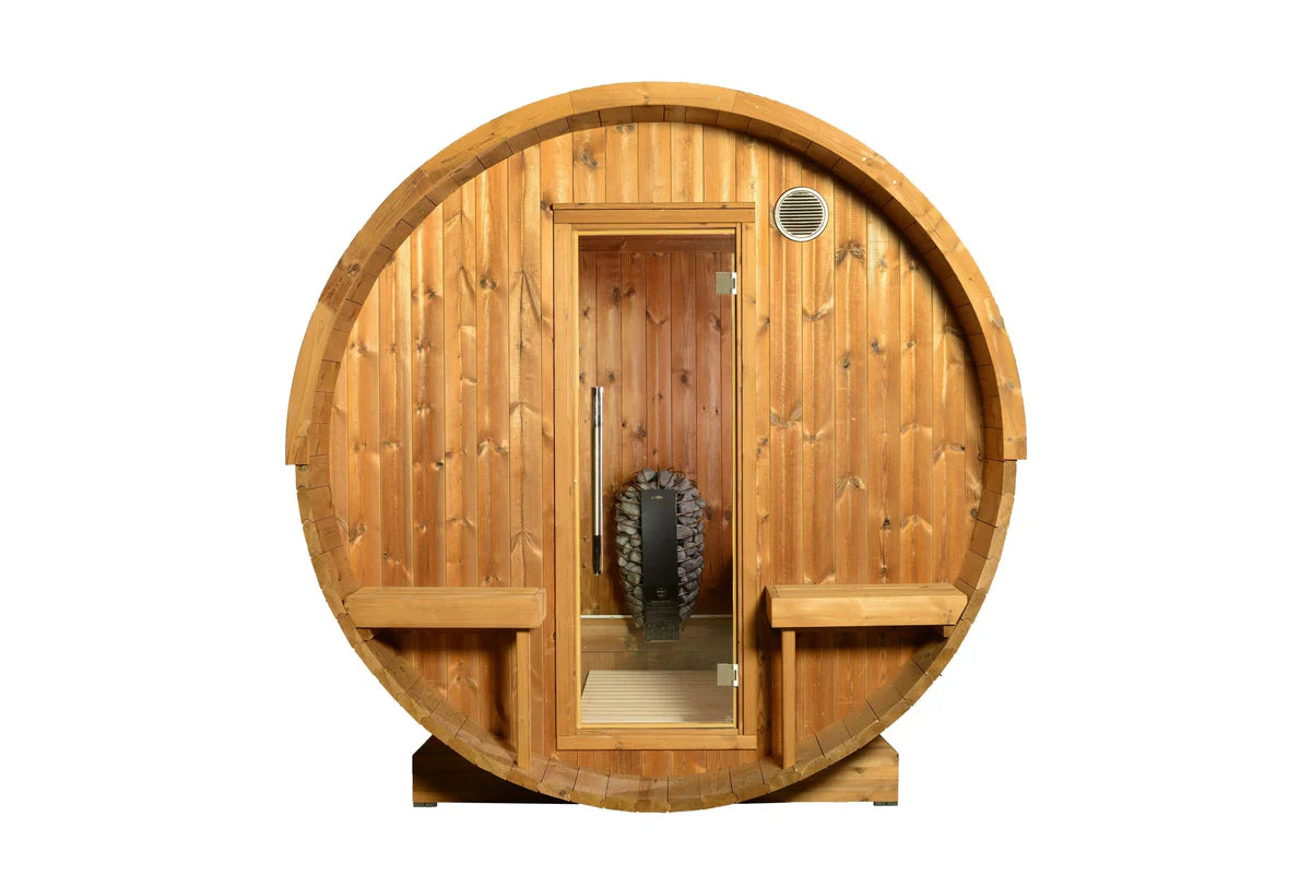 ThermaSol Magnus Canopy Barrel Sauna – 4–6 Person Outdoor Sauna with Spirit Wi-Fi Heater & Exterior Benches