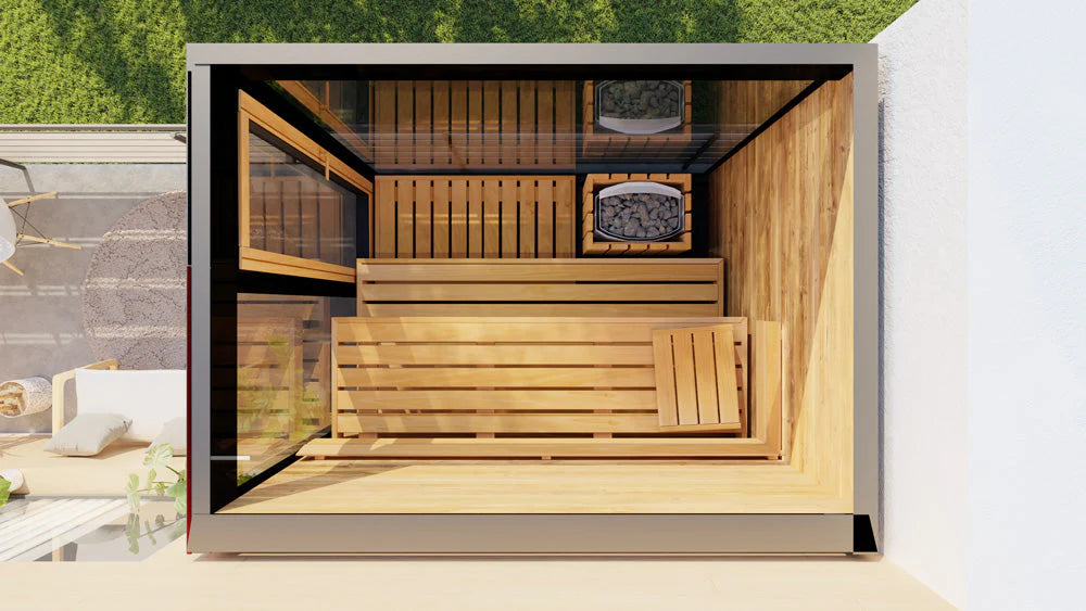 ThermaSol Aalto - Glass and Wood Panels, 3-4 Person, Indoor Sauna