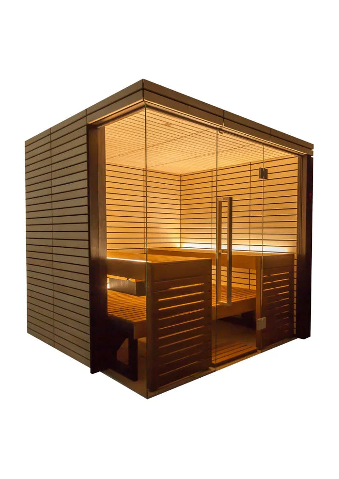 ThermaSol Lindea View Indoor Sauna – 2 to 6 Person Sauna Cabin with Glass Door & Wi-Fi Virta Heater