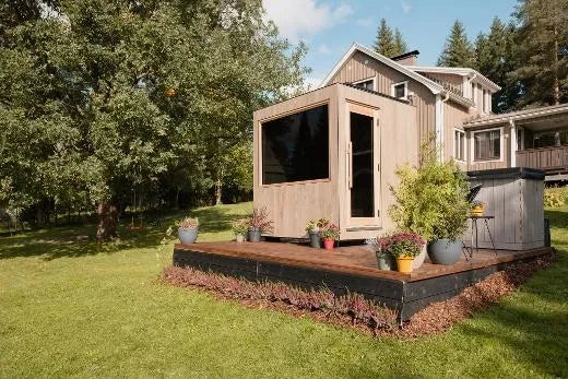 ThermaSol Solaris - Tile Oak, 4-5 Person, Solar-Powered Outdoor Sauna