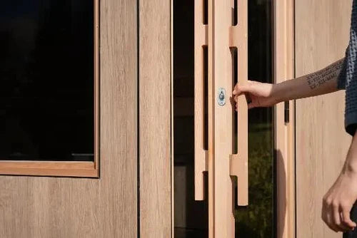 ThermaSol Solaris - Tile Oak, 4-5 Person, Solar-Powered Outdoor Sauna