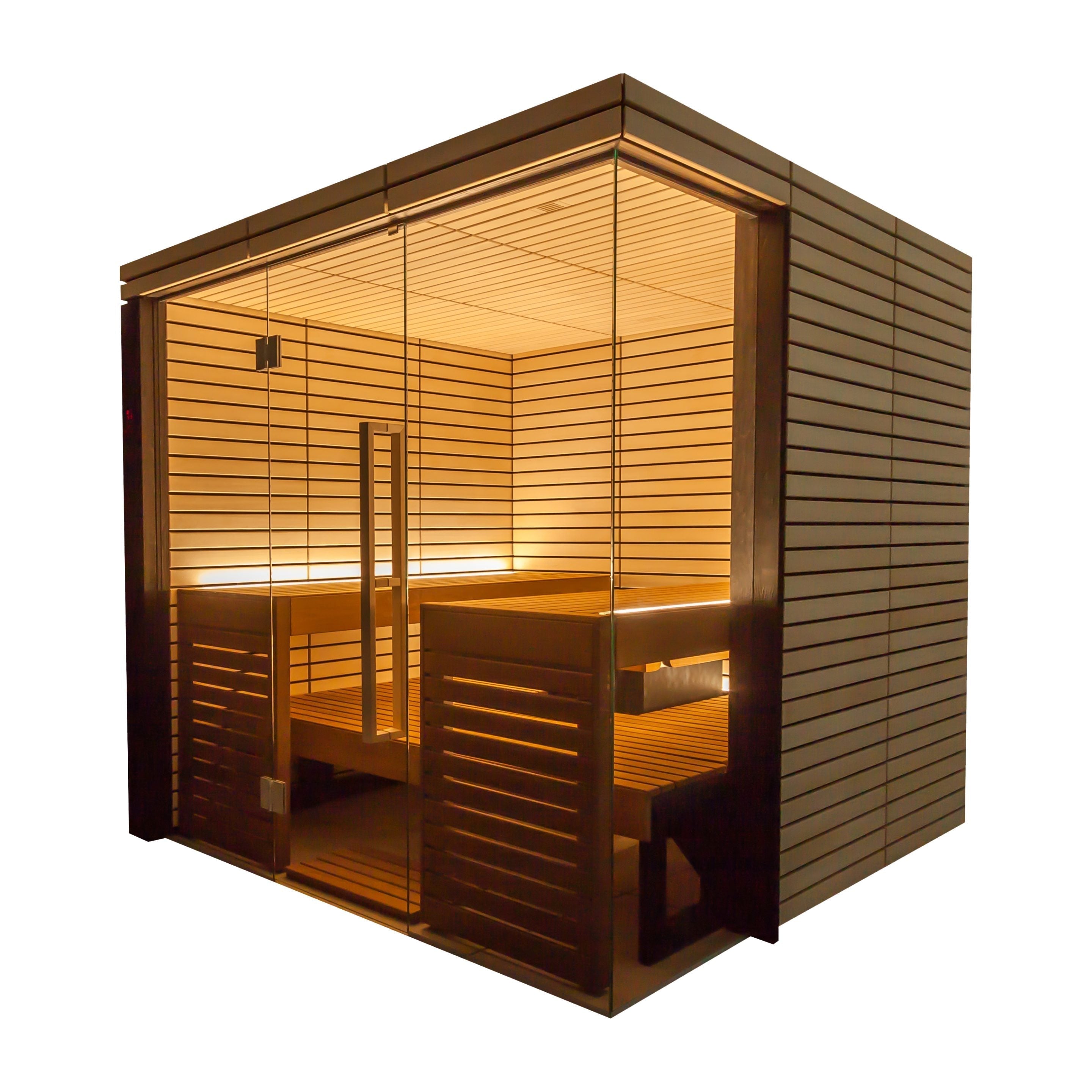 ThermaSol Lindea View Indoor Sauna – 2 to 6 Person Sauna Cabin with Glass Door & Wi-Fi Virta Heater